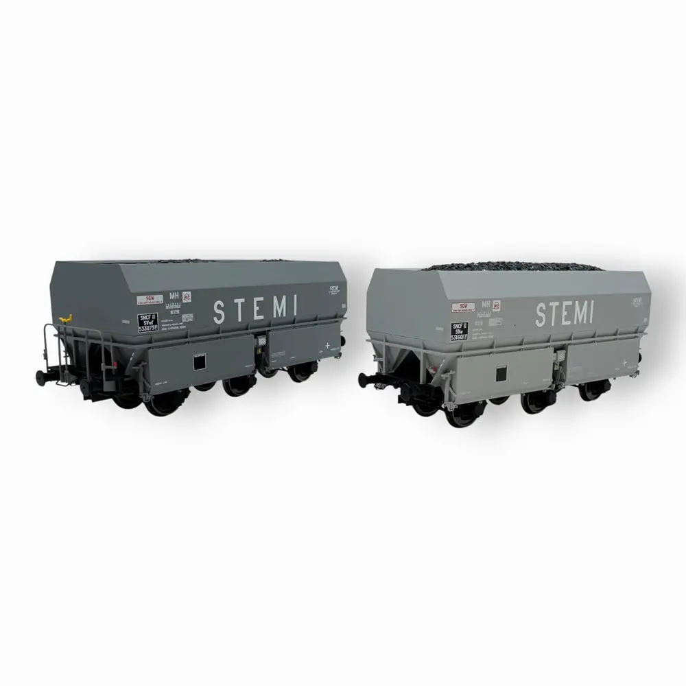 Coffret de 2 wagons de coke MH45 "STEMI" - REE WB961 - SNCF - HO 1/87 - EP III