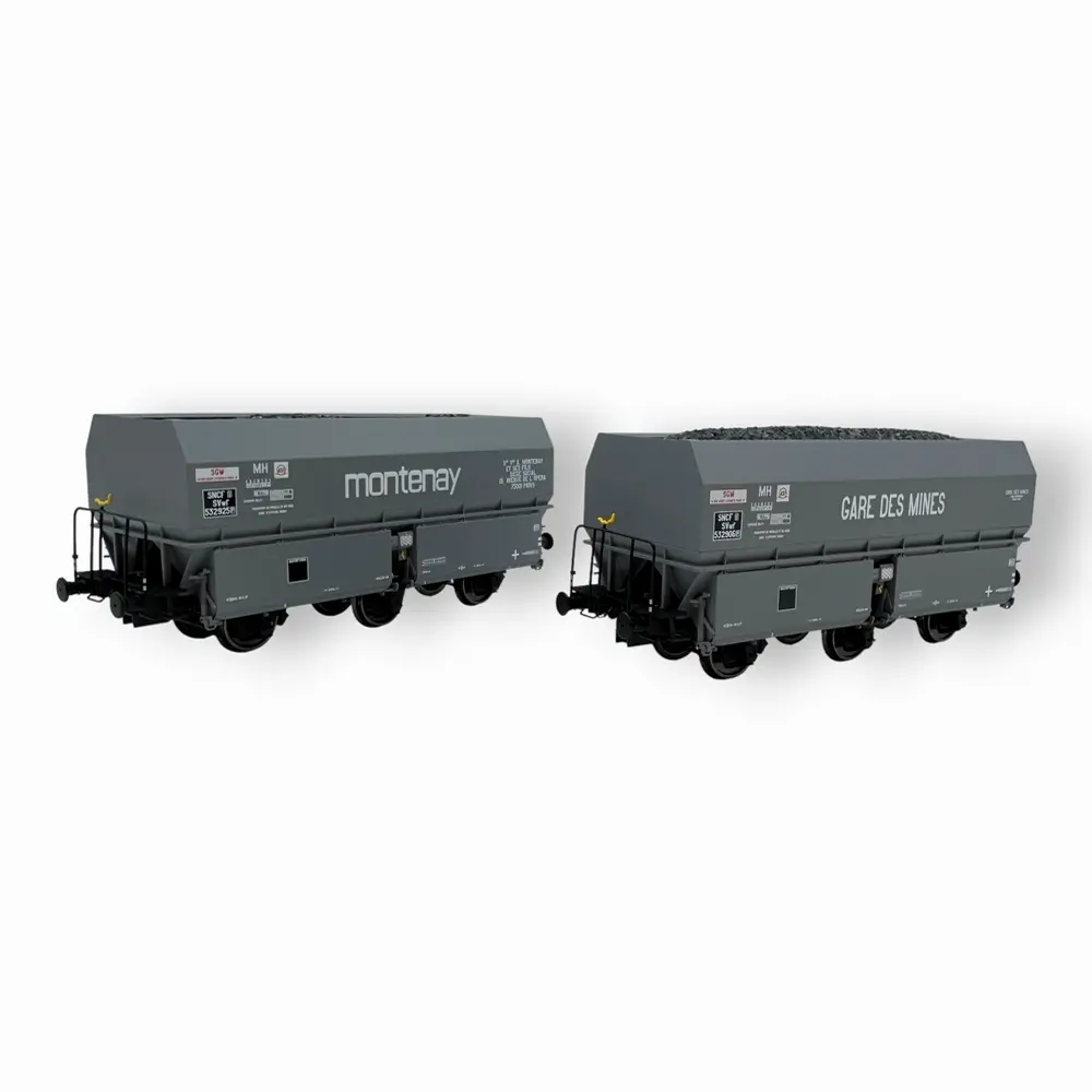 Coffret de 2 wagons coke MH45 « MONTENAY / Gare des Mines » - REE WB964 - SNCF - HO 1/87 - EP III