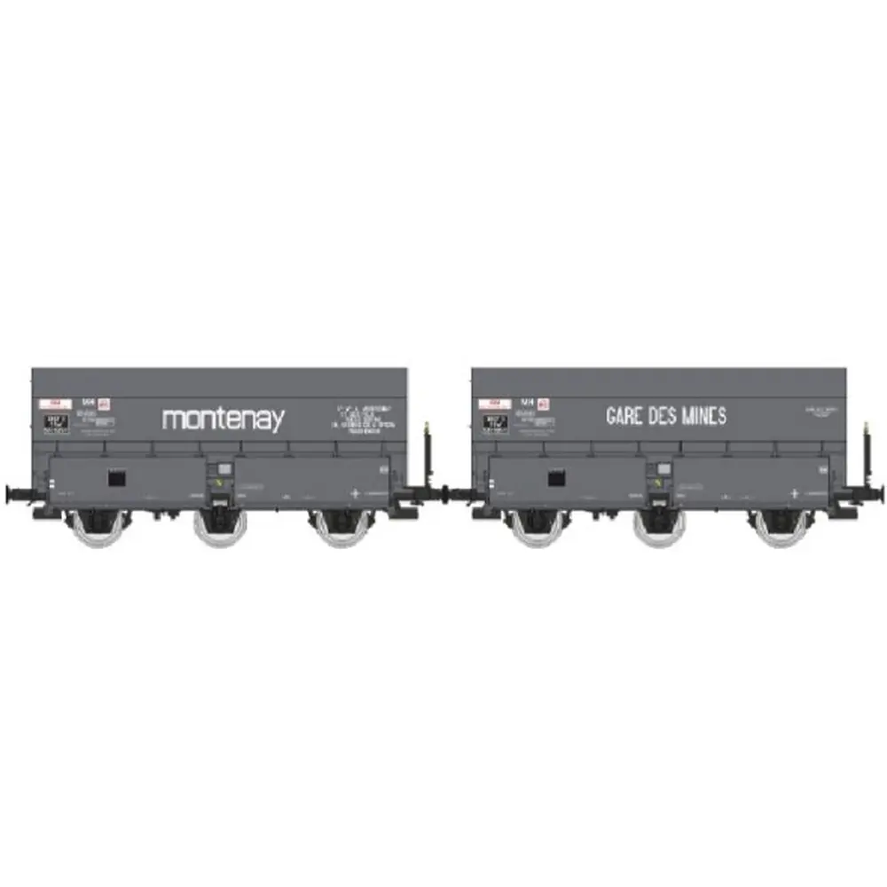 Coffret de 2 wagons coke MH45 « MONTENAY / Gare des Mines » - REE WB964 - SNCF - HO 1/87 - EP III