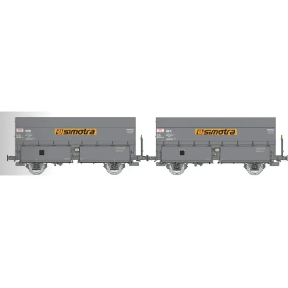 Coffret de 2 wagons coke MH45 « SIMOTRA » - REE WB968 - SNCF - HO 1/87 - EP IV-V
