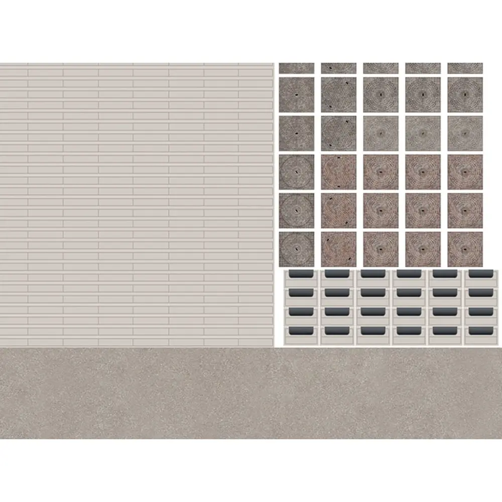 Trottoirs, bordures et plaques d’égout - Régions et Compagnies MAT009 - HO 1/87