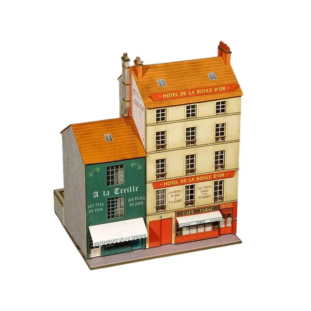 Bloc de 2 immeubles droits (Restaurant À La Treille + Hôtel de la Boule d’Or) - Régions et Compagnies VIL005 - HO 1/87