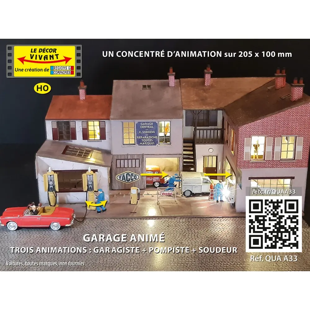 Garage animé (garagiste pousseur + pompiste + soudeur) - Régions & Compagnies QUAA33 - HO 1/87