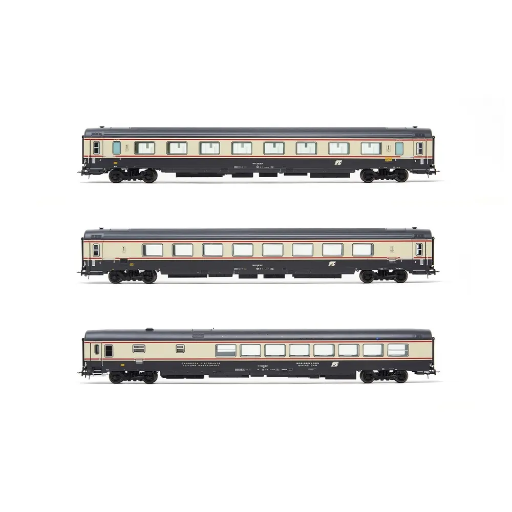 Coffret de 3 voitures voyageurs PETRUZZELLI - Rivarossi HR4358  - HO 1/87 - FS - EP V