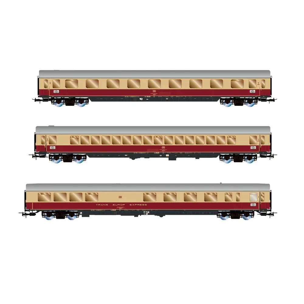 Coffret de 3 voitures voyageurs « TEE Bavaria » - Rivarossi HR4373 - HO : 1/87 - DB - Ep IV - 2R