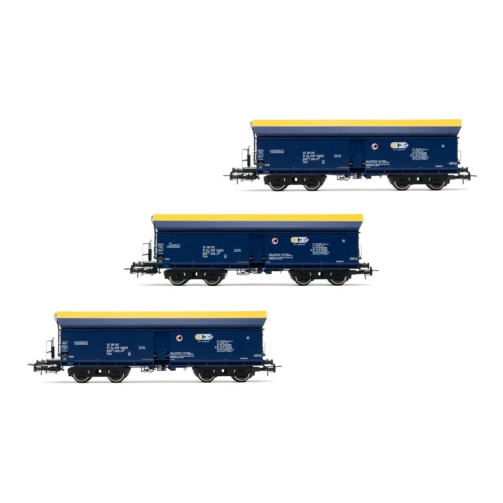 Lot de 3 wagons à déchargement automatique - Rivarossi HR6589 - HO 1/87 - PKP - EP VI