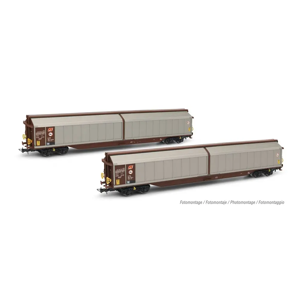 Coffret de 2 wagons couvert - Rivarossi HR6597  - HO 1/87 - FS - EP V