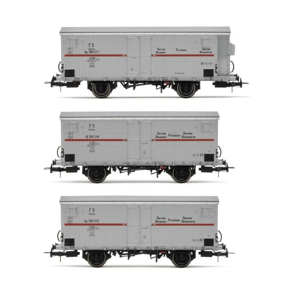 Coffret de 3 wagons frigorifiques 2 essieux - Rivarossi HR6605 - HO 1/87 - FS - EP. III - 2R