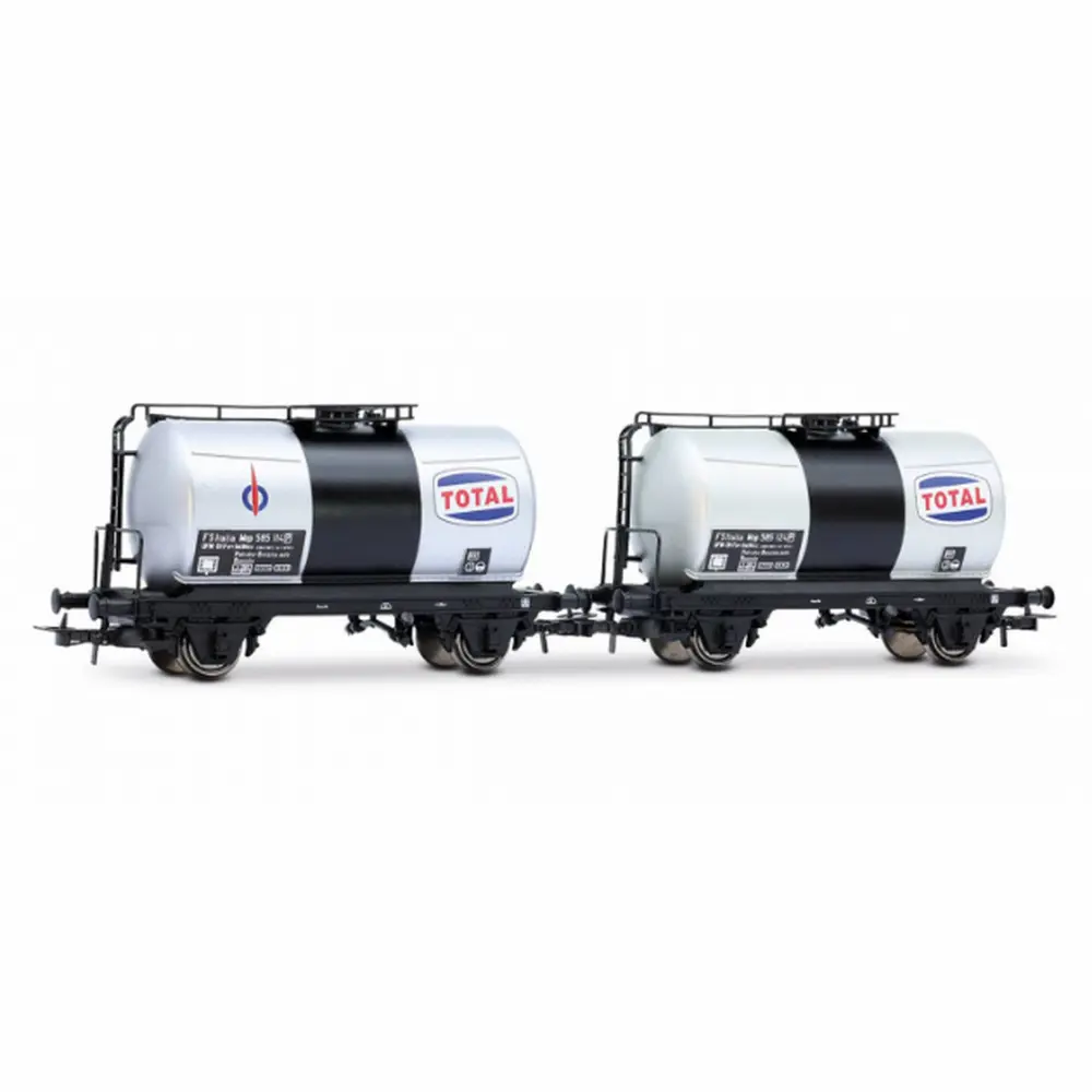 Coffret de 2 wagons-citernes  à 2 essieux « Total » - Rivarossi HR6565 - HO 1/87 - FS - Ep III