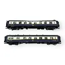 1 voiture restaurant + 1 voiture salon, côte d'azur, vitres carrées - Rivarossi HR4077 - HO 1/87 - CIWL - Ep III - 2R