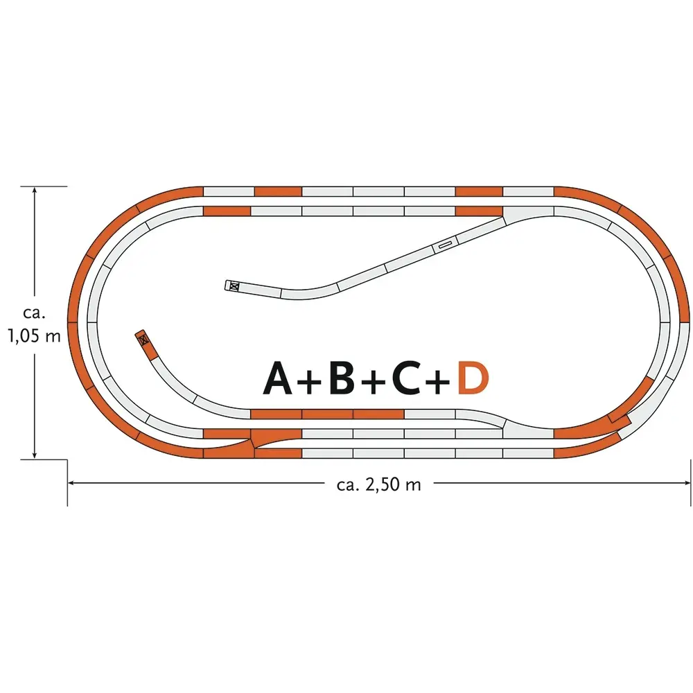Coffret de voie GEOLINE D - ROCO 61103 - HO 1/87ème | 2500x1050mm Code 83