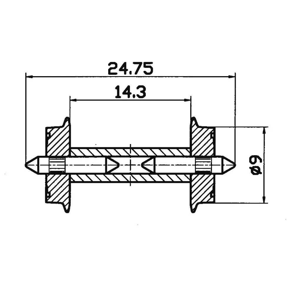 Paire d'essieux 9mm de diamètre à demi-axes isolés