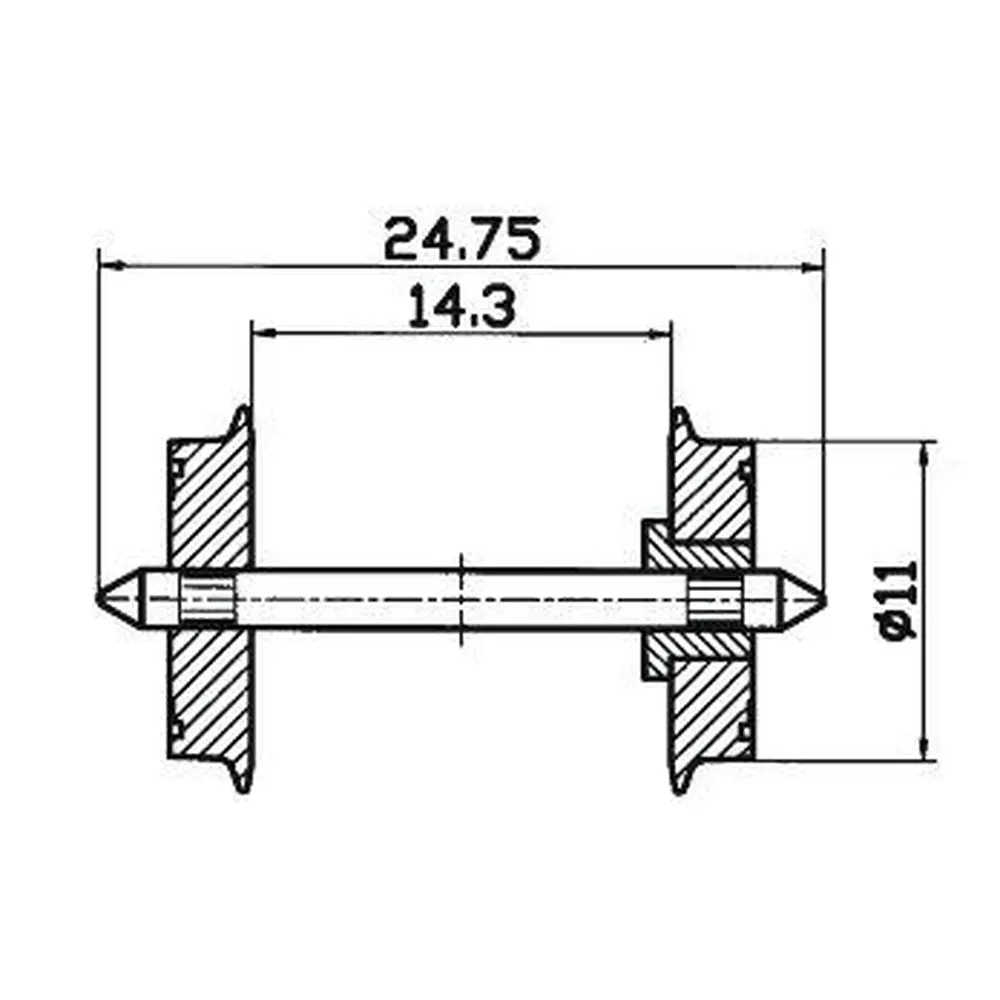 Paire d'Essieux - 11MM de Diamètre Isolés d'un Seul Coté - ROCO 40198 - HO : 1/87