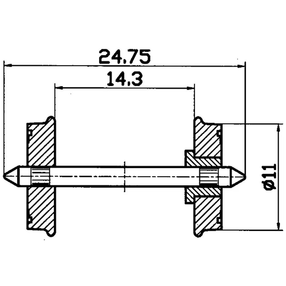 Paire d'essieux - 11MM de Diamètre - ROCO 40264 - HO : 1/87