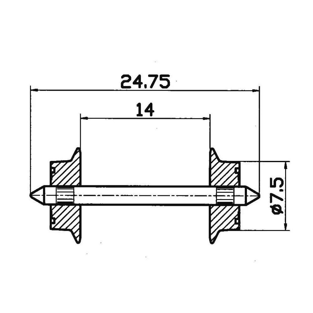 Paire d'essieux 7.5mm de diamètre pour courant alternatif