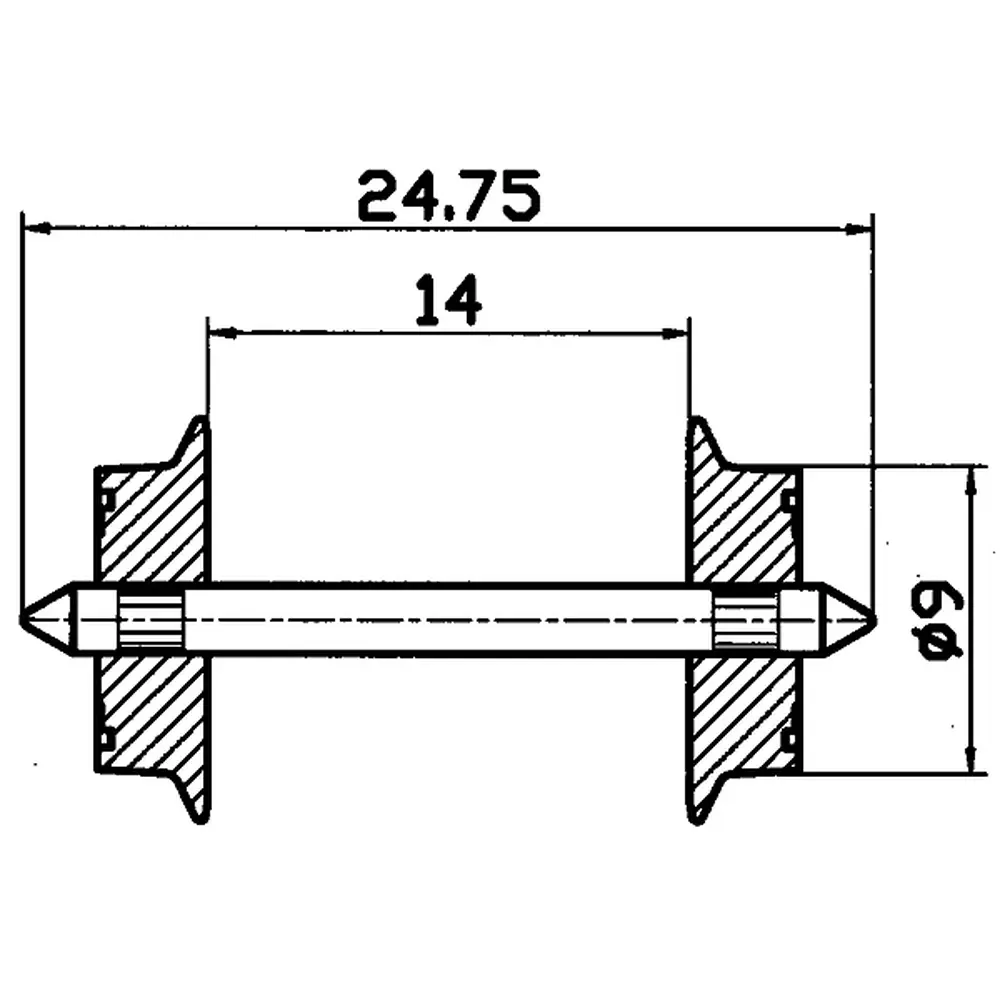 Paire d'essieux de 9mm de diamètre pour courant alternatif