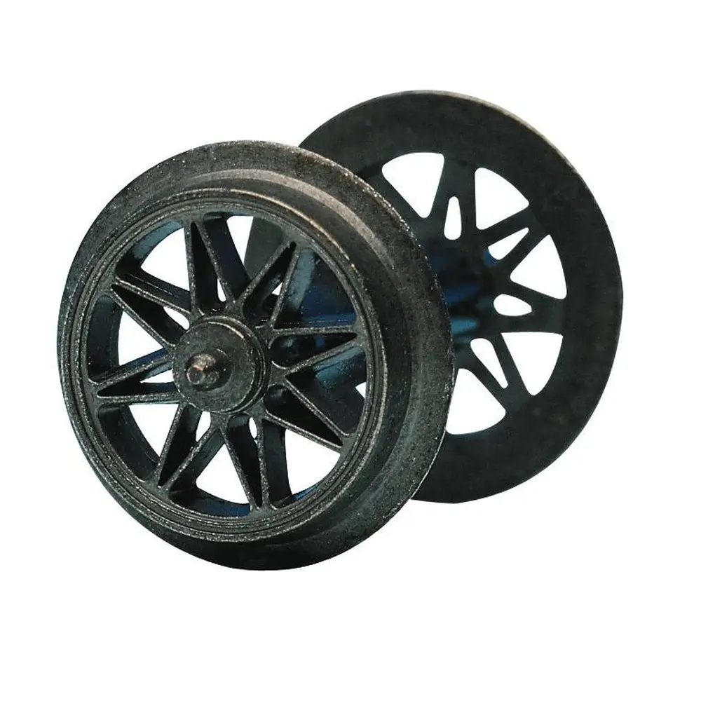 Paire d'essieux pour courant alternatif avec roues à rayons en métal injecté, 11mm de diamètre