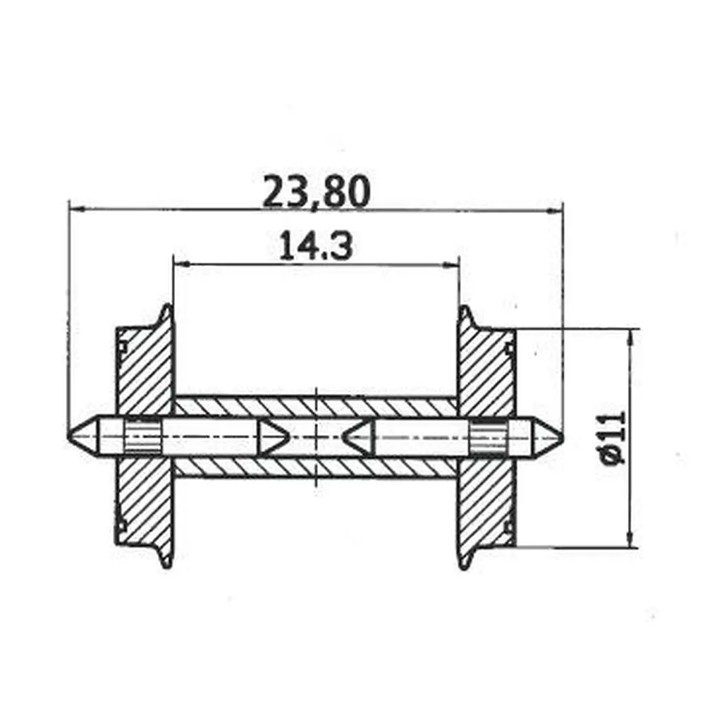 2 Essieux isolés de 11mm de diamètre - Roco 40193 - HO 1/87 - 2R