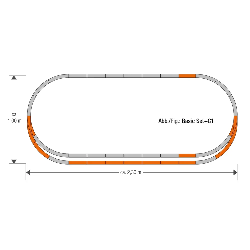 Set de rails GEOLINE C1 - ROCO 61152 - HO 1/87ème | 2300x1000mm Code 83