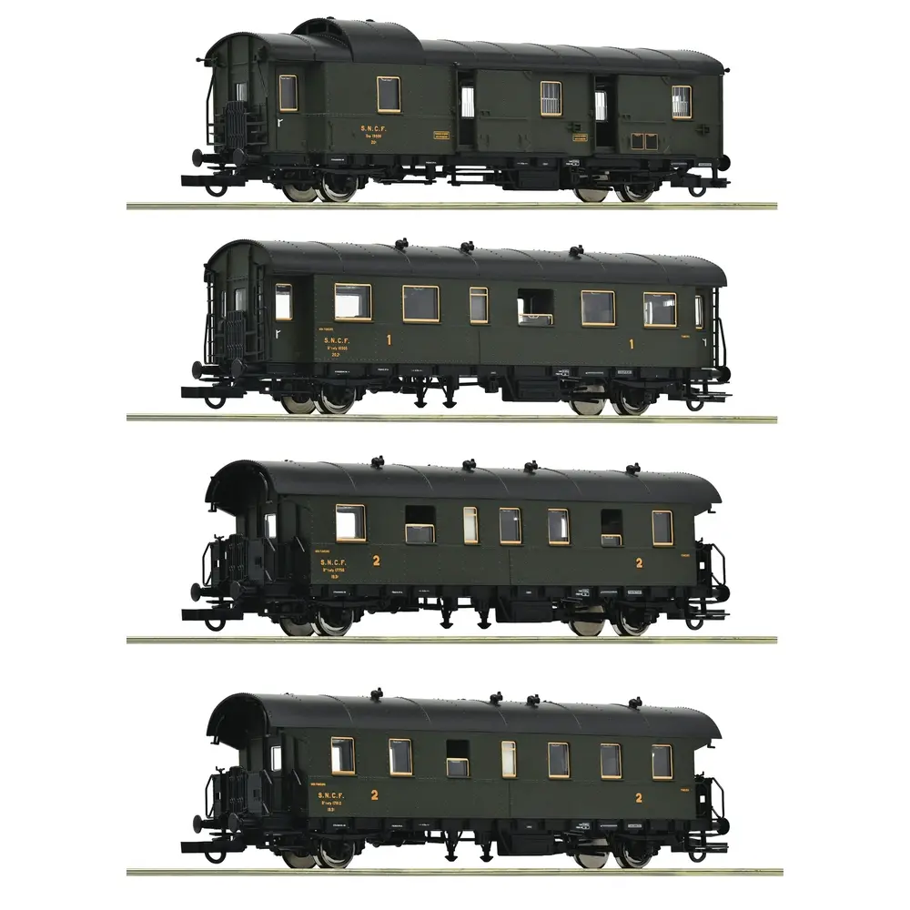 Coffret de 4 fourgons voyageur - Roco 6200055 - HO 1/87 - SNCF - Ep III - 2R