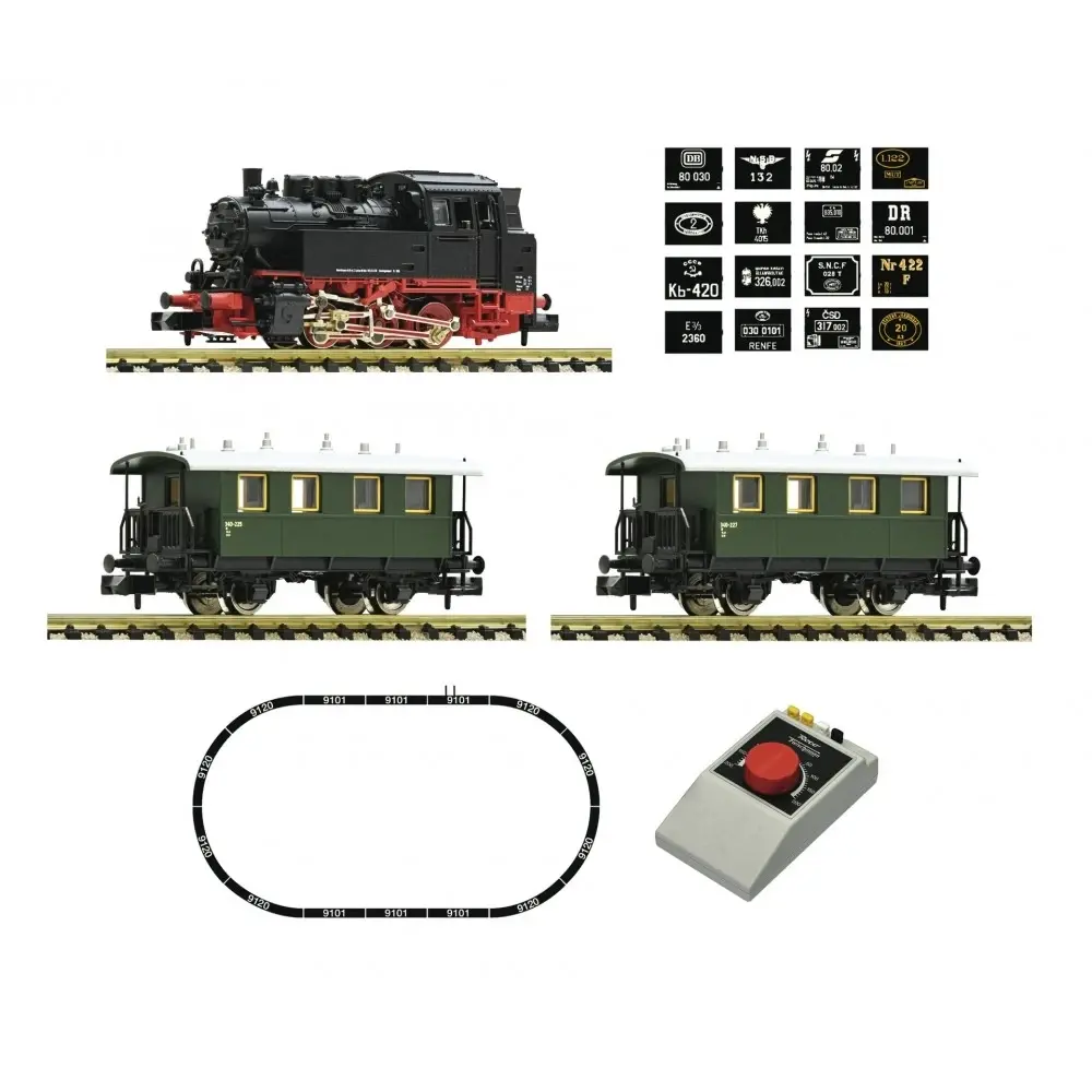 Coffret de départ locomotive à vapeur série 80 avec train de voyageurs - Fleischmann 5160003 - N 1/160 - DB - Ep III - Analogique - 2R