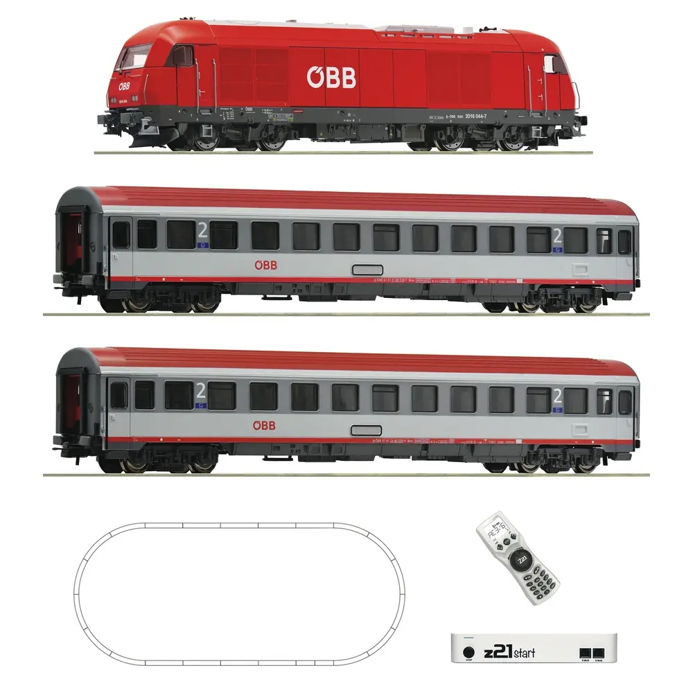 Coffret de départ z21 start : Locomotive diesel série 2016 avec train rapide - Roco 5110005 - HO : 1/87 - ÖBB - Ep VI - Digital - 2R