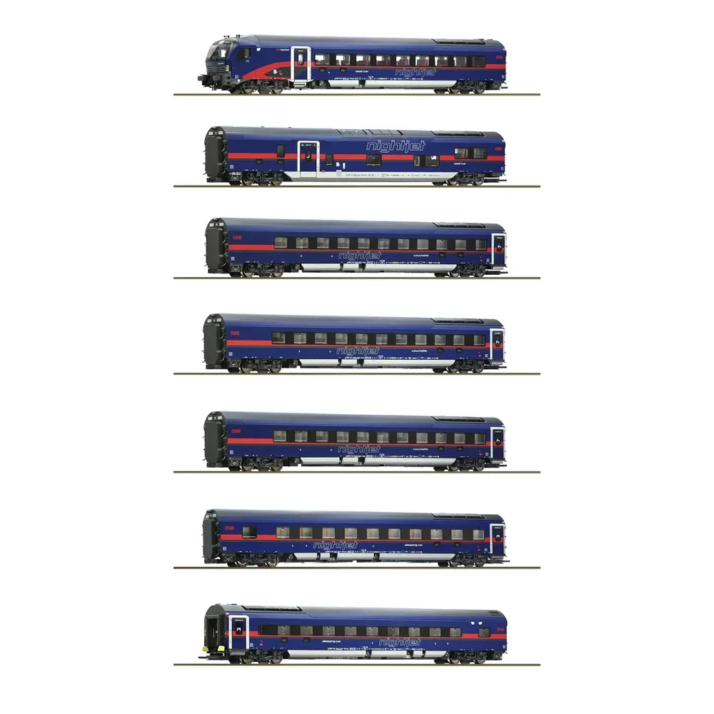 Coffret de 7 voitures Nightjet - Roco 5500004 - HO 1/87 - ÖBB - Ep VI - 2R
