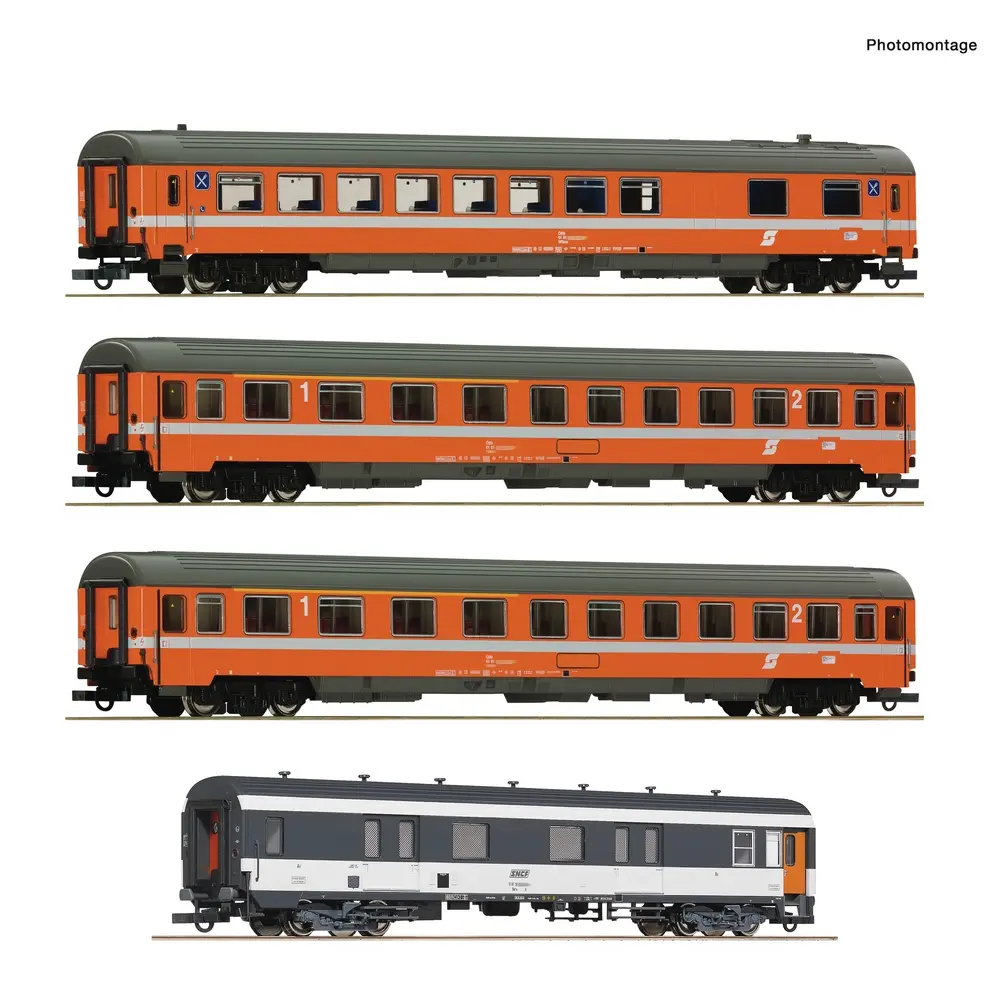 Coffret de 4 voitures voyageurs du train "Arlberg-Express" - Roco 6200077 - ÖBB - HO 1/87 - EP. IV - 2R