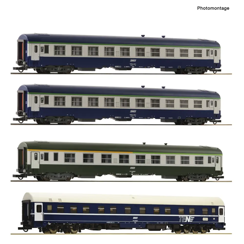 Coffret de 4 voitures du train "Arlberg-Express" - Roco 6200080 - SNCF - HO 1/87 - EP. IV - 2R