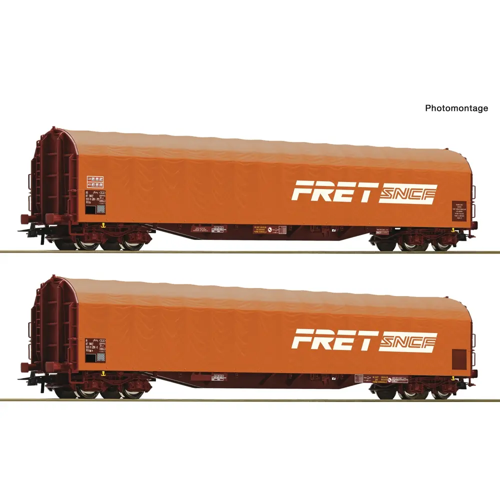 Coffret de 2 wagons à bâche coulissante - Roco 6600161 - HO 1/87 - SNCF - Ep IV-V - 2R