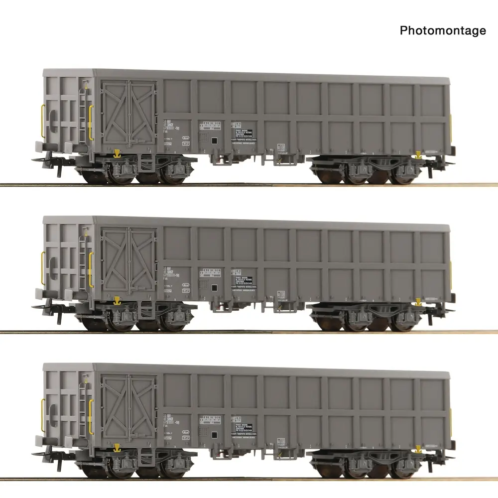 Coffret de 3 wagons marchandises ouverts - Roco 6600203 - SNCF - HO 1/87 - EP. V, VI