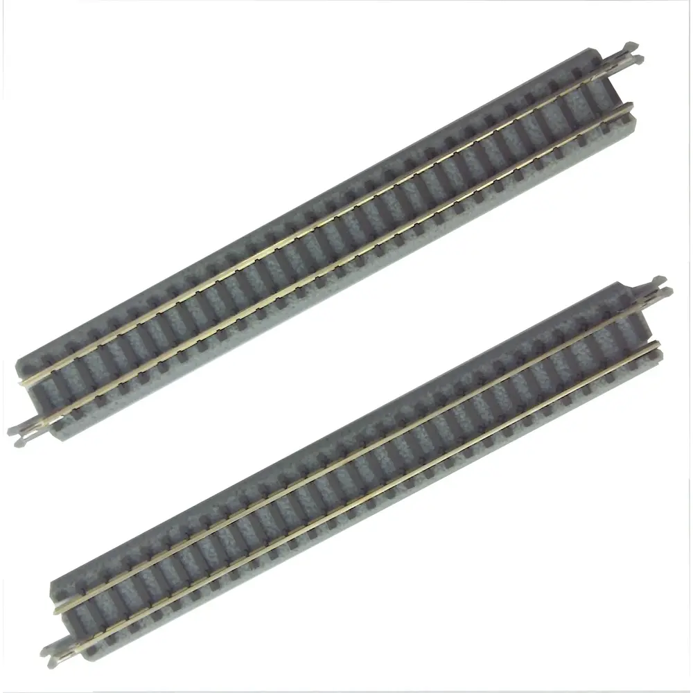 2 rails droits de 112,8 mm avec ballast - Rokuhan 7297036 - Z 1/220