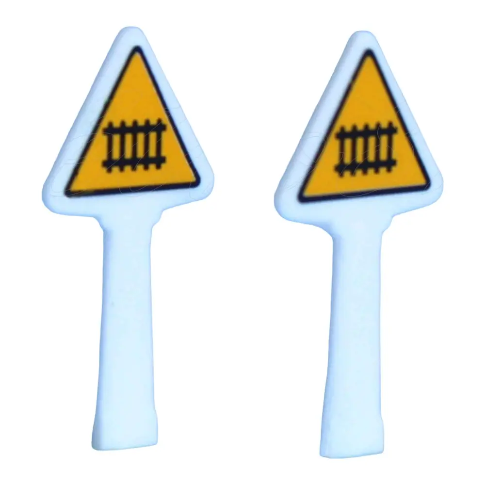 Lot de 2 panneaux de signalisation de danger Michelin 1935 - SAI 8311 - Avertissement passage à niveau - HO 1/87