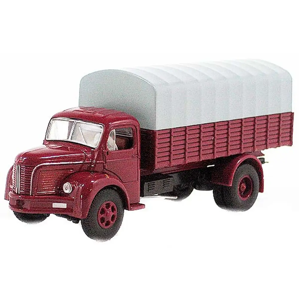 Camion Tôle Berliet GLR8 - Rouge Grenat + Bâche - SAI 2622 - HO : 1/87