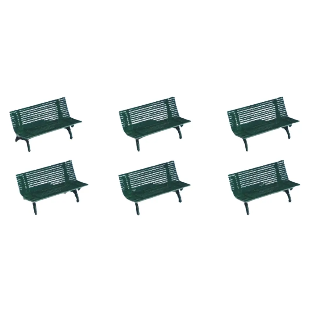 Set de bancs publics verts - HO 1/87