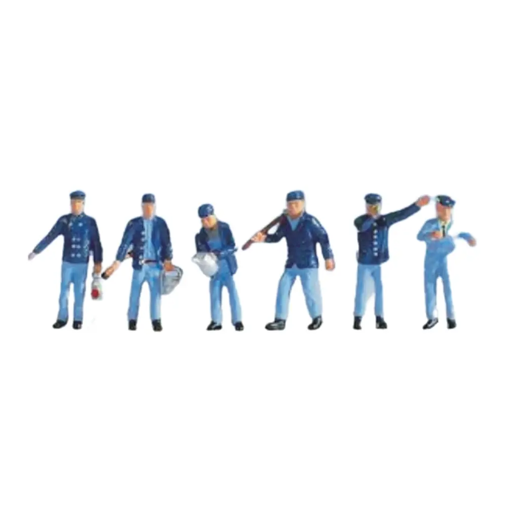 Lot de 6 personnages Cheminots en uniforme bleu SAI 335 - HO : 1/87