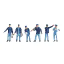 Lot de 6 personnages Cheminots en uniforme bleu SAI 335 - HO : 1/87