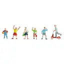 Lot de 6 personnages, groupe d'enfants filles / garçons SAI 334 - HO : 1/87
