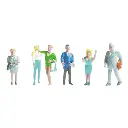 Lot de 6 personnages, passants hommes et femmes SAI 330 - HO : 1/87