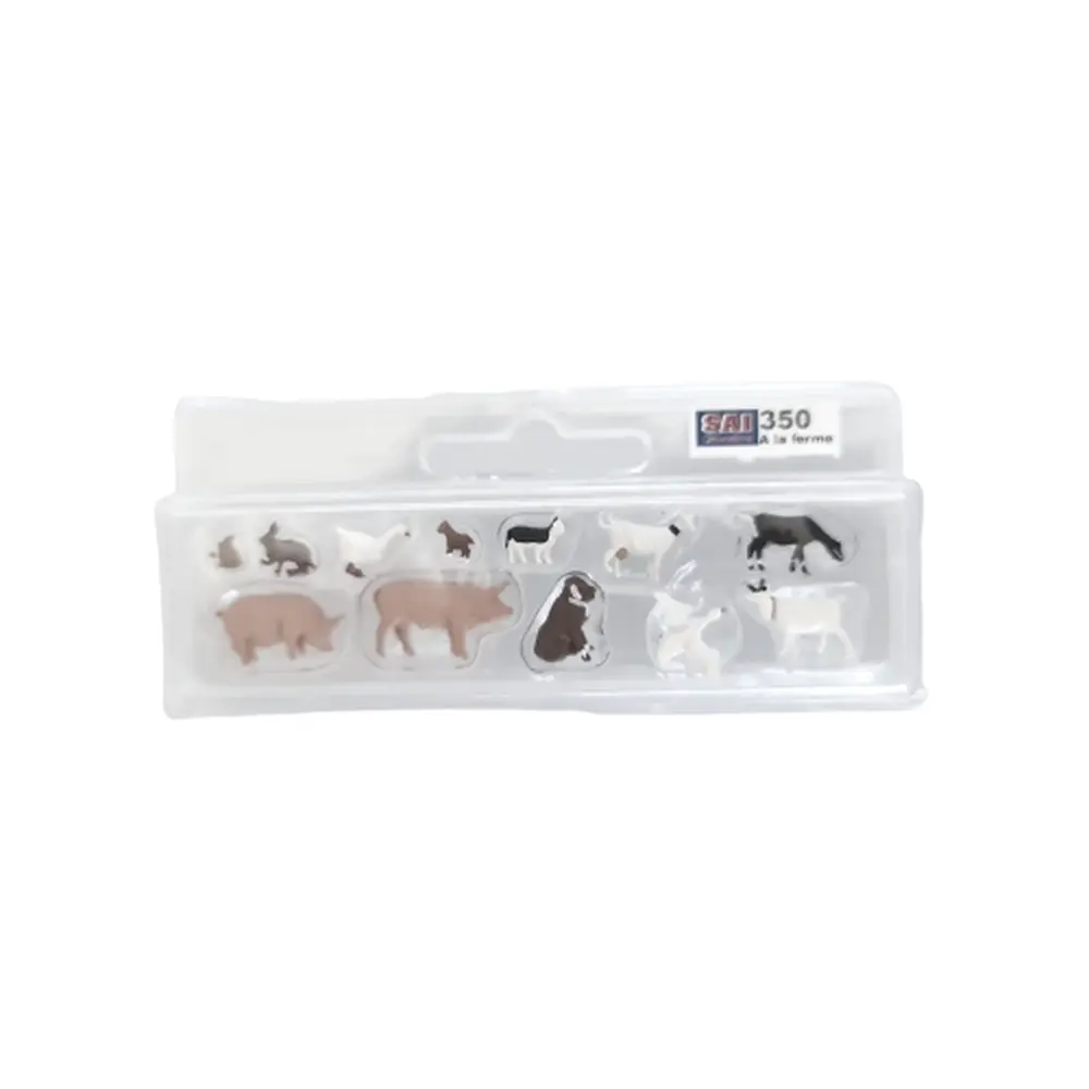 Lot de 12 animaux à la ferme et domestique SAI 350 - HO : 1/87