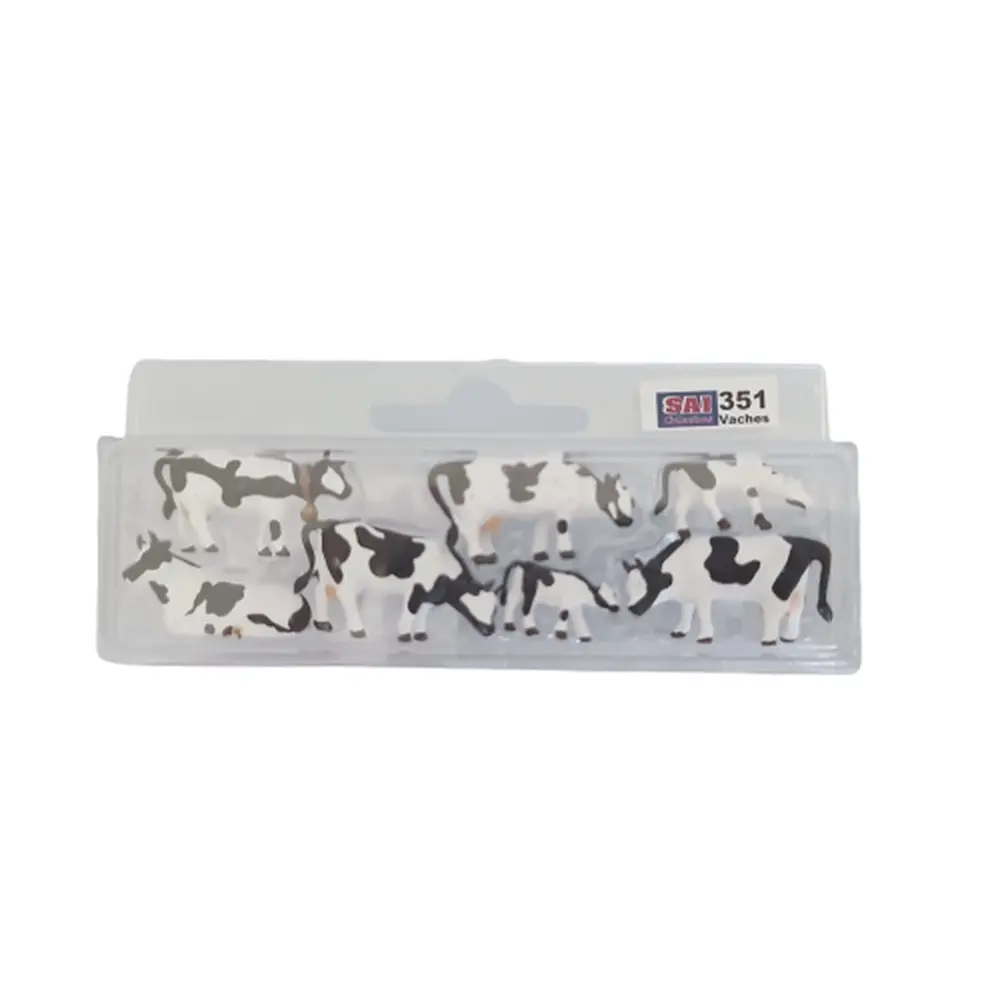 Lot de 7 vaches blanches à taches noires SAI 351 - HO : 1/87