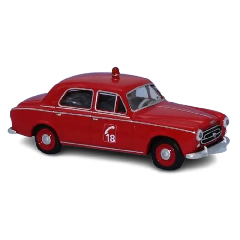 Voiture Peugeot 403 8cv sapeurs pompiers rouge SAI 6221 - HO 1/87