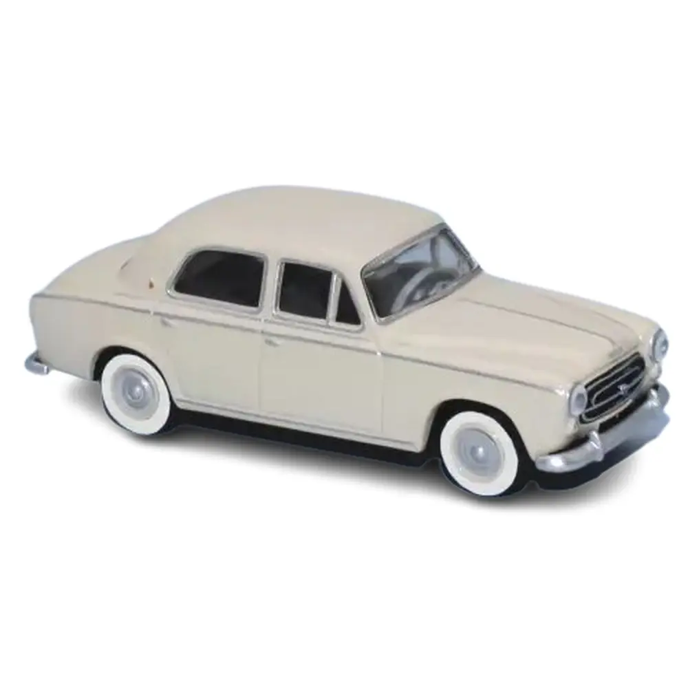 Voiture Peugeot 403 limousine, 1959 beige ivoire version luxe SAI 6201 - HO 1/87