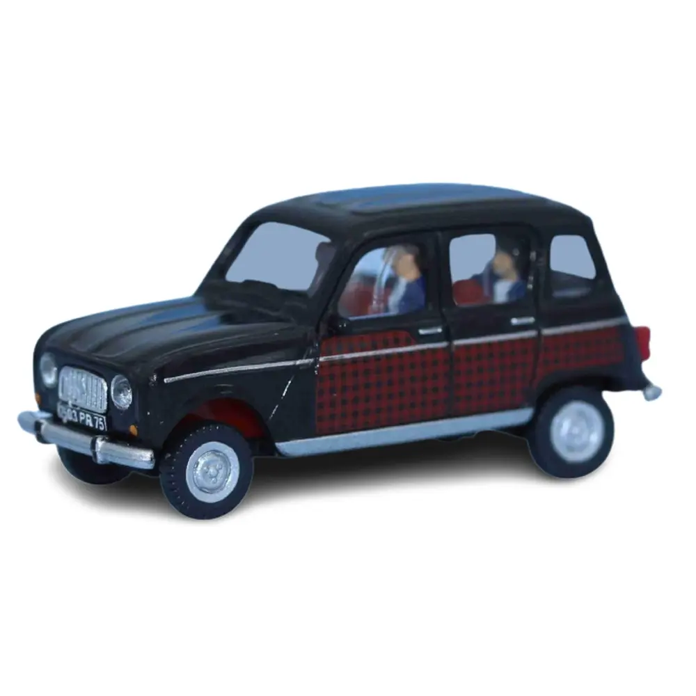 Voiture Renault R4 4L Parisienne noir et rouge, 2 personnages SAI 1640 - HO 1/87