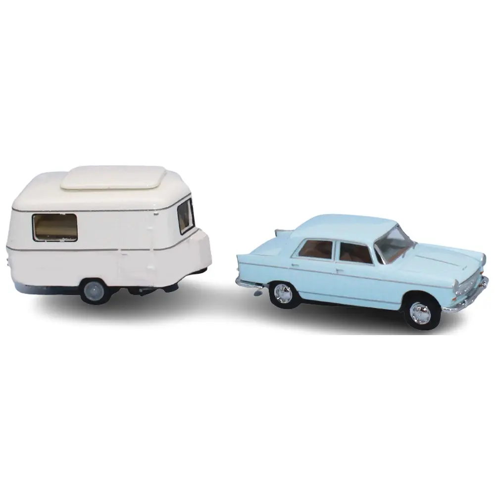Voiture Peugeot 404 & Caravane Eriba Pan SAI 2338 - HO 1/87 -
