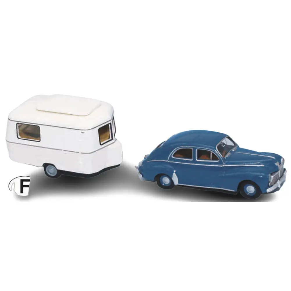 Voiture Peugeot 203 & Caravane Eriba Pan SAI 2518 - HO 1/87 -