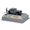 Citroën Traction 11A,  gris/noir, 2 pompistes et accessoires SAI 1910 - HO 1/87