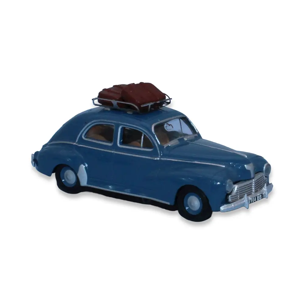 Voiture Peugeot 203 SAI 1720 - HO : 1/87 - livrée bleu azur - avec galerie de toit