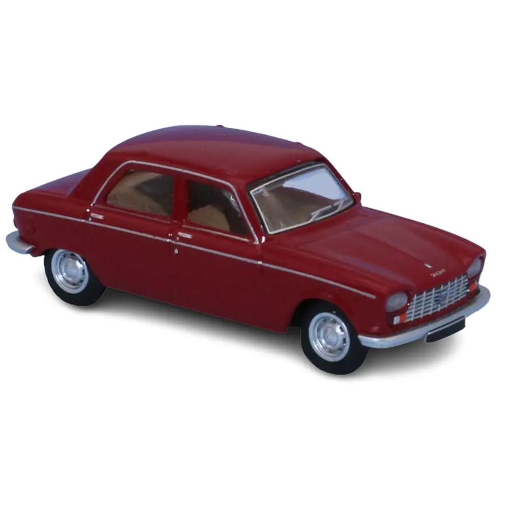 Voiture Peugeot 204 berline de 1968 rouge rubis - Sai 6254 - HO 1/87