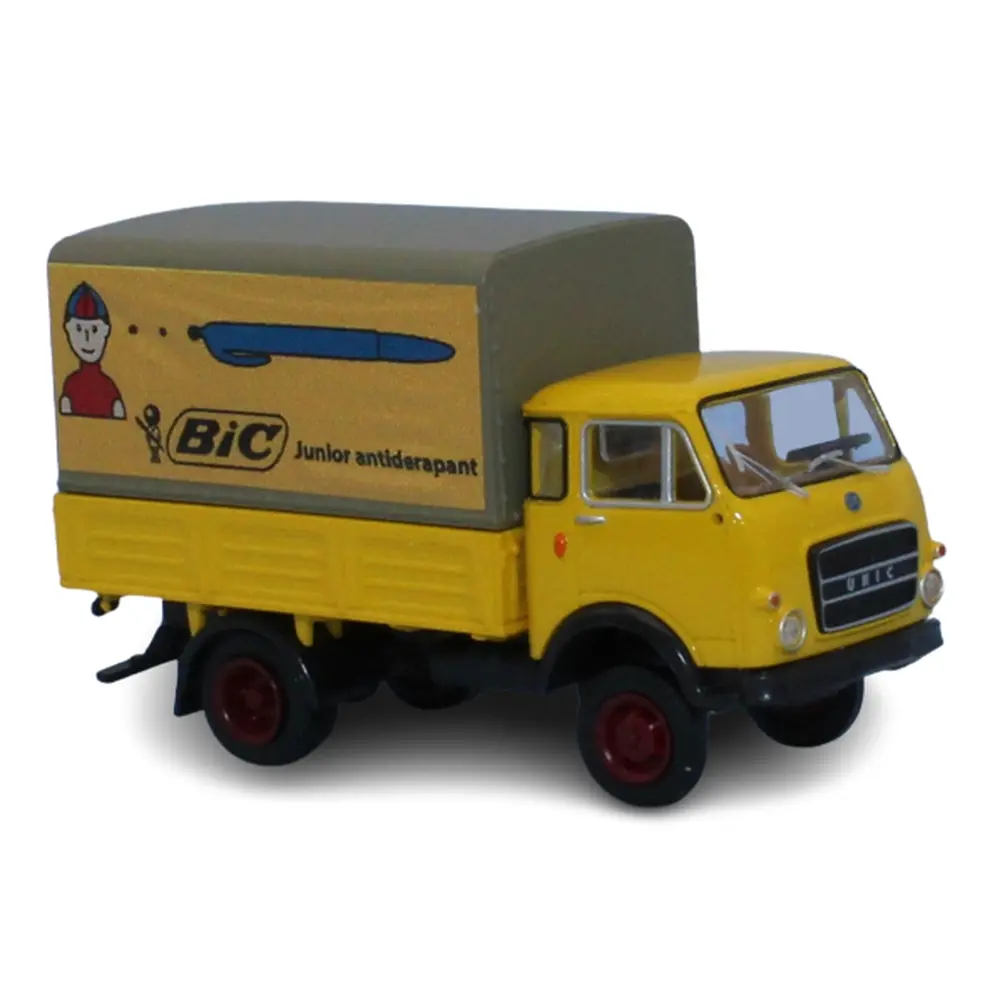 Camion bâché OM UNIC "bic" jaune SAI 2977 - HO 1/87